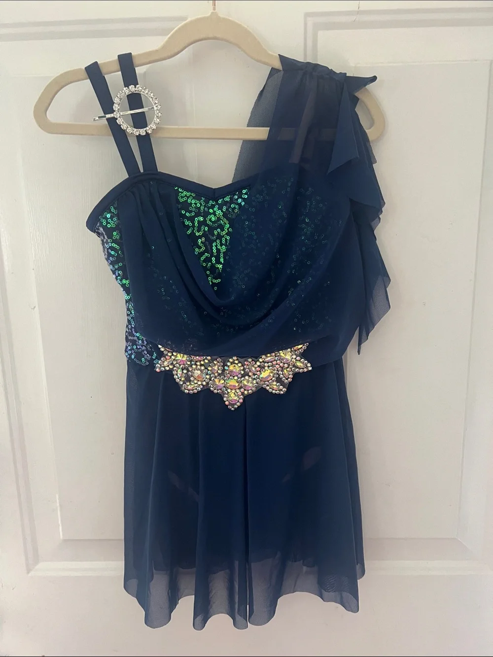 Weissman’s Girls’ Navy Blue Lyrical Dance Costume with Sparkle Accents